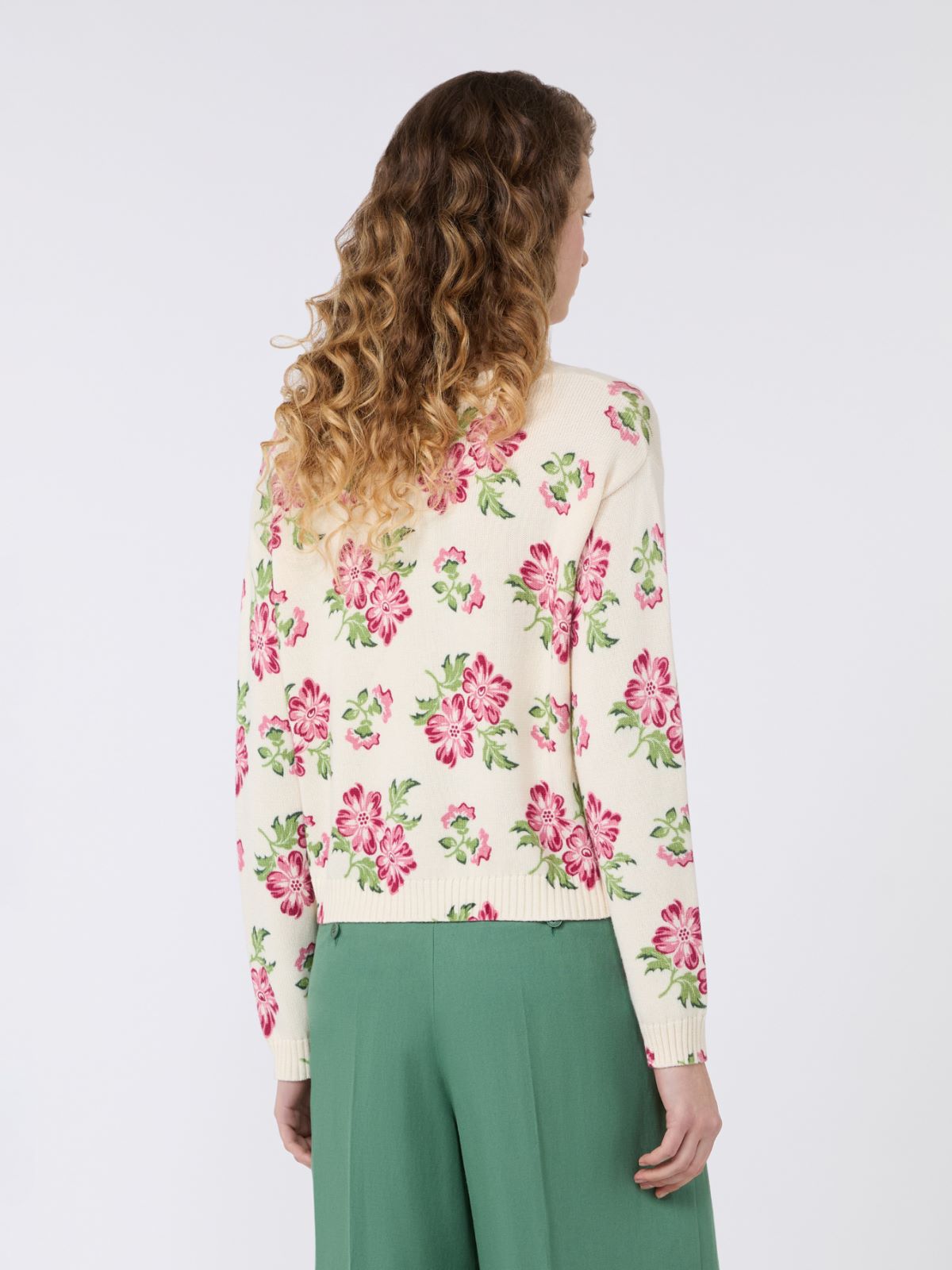 Floral printed cotton jumper - ECRU - Max Mara - 3