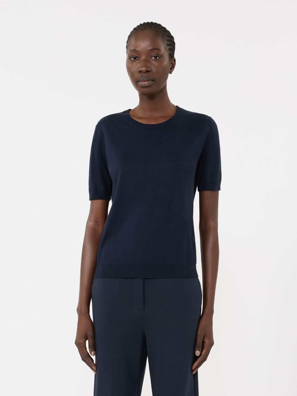 Silk and cotton jumper - NAVY - Max Mara - 5