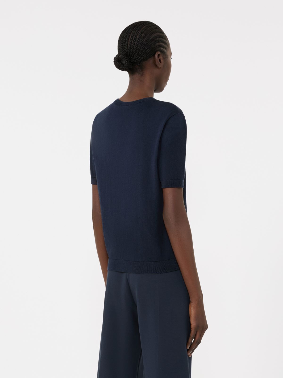 Silk and cotton jumper - NAVY - Max Mara - 5