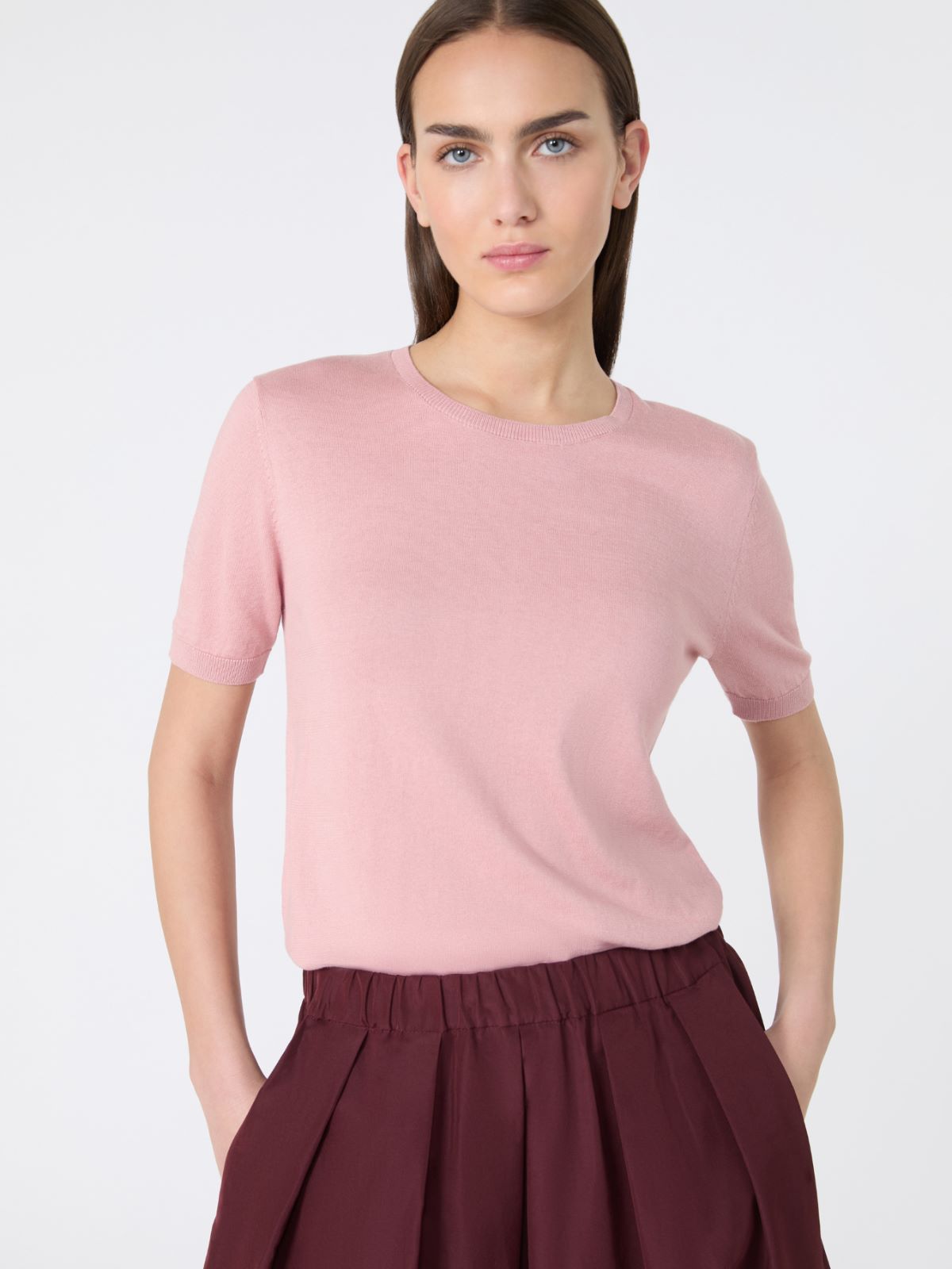 Silk and cotton jumper - PINK - Max Mara - 9