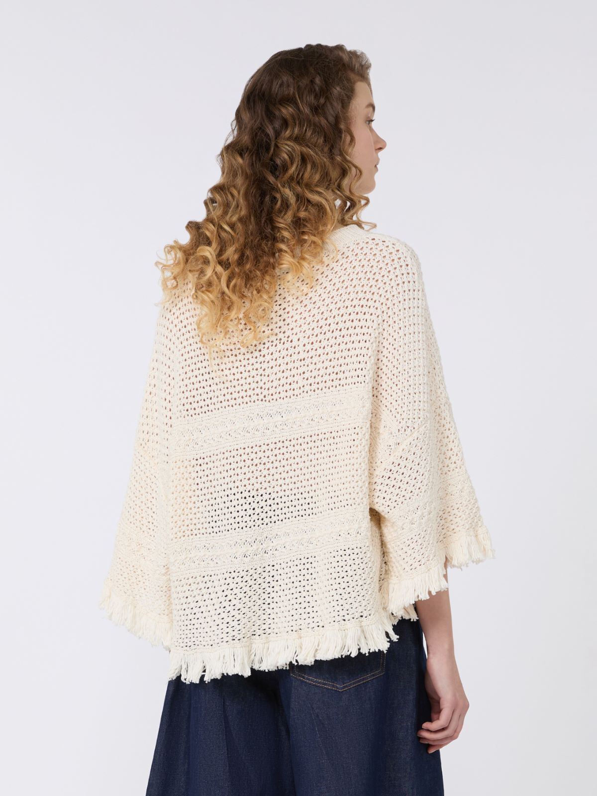Cotton yarn oversize jumper - ECRU - 3