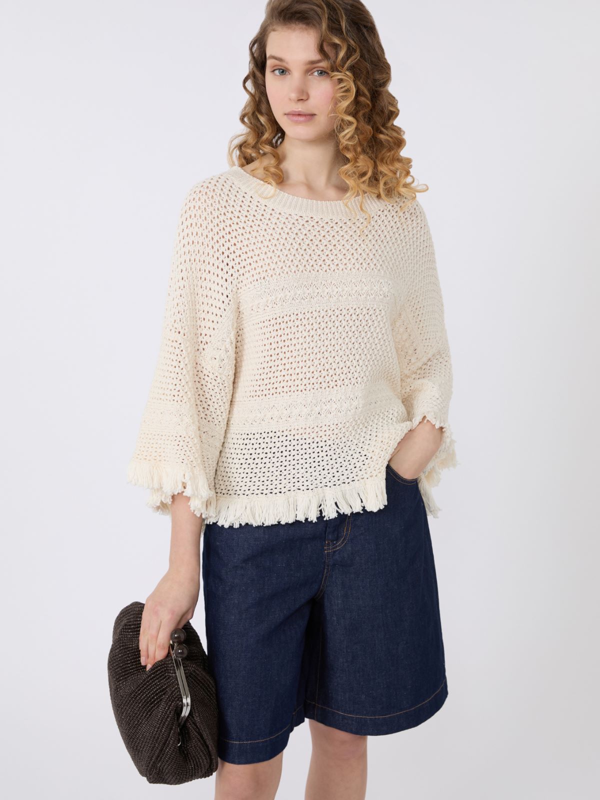Cotton yarn oversize jumper - ECRU - 4