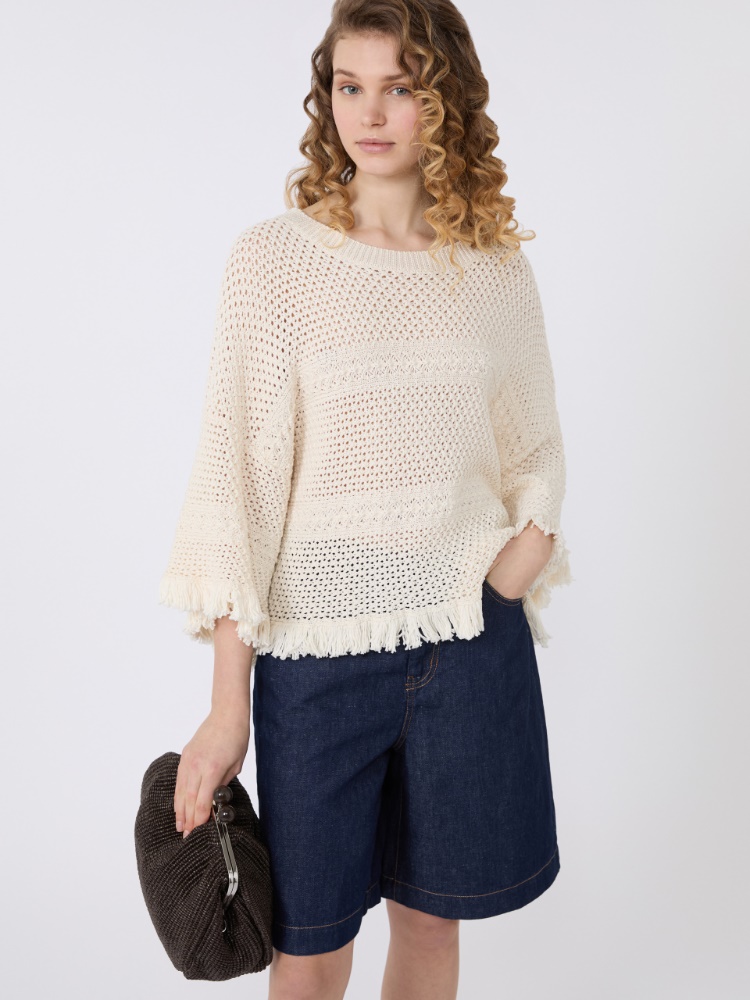 Cotton yarn oversize jumper - ECRU - 4