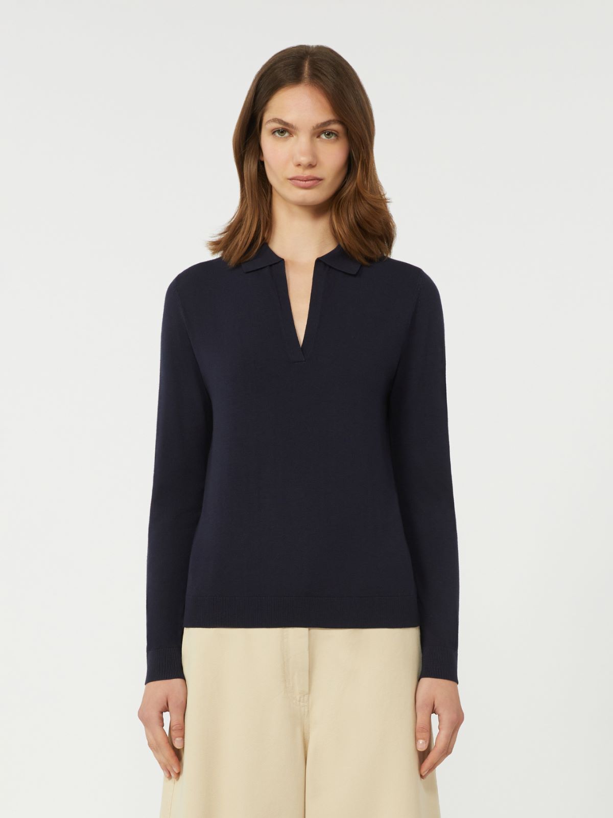 Viscose polo-neck sweater - NAVY - Max Mara - 5