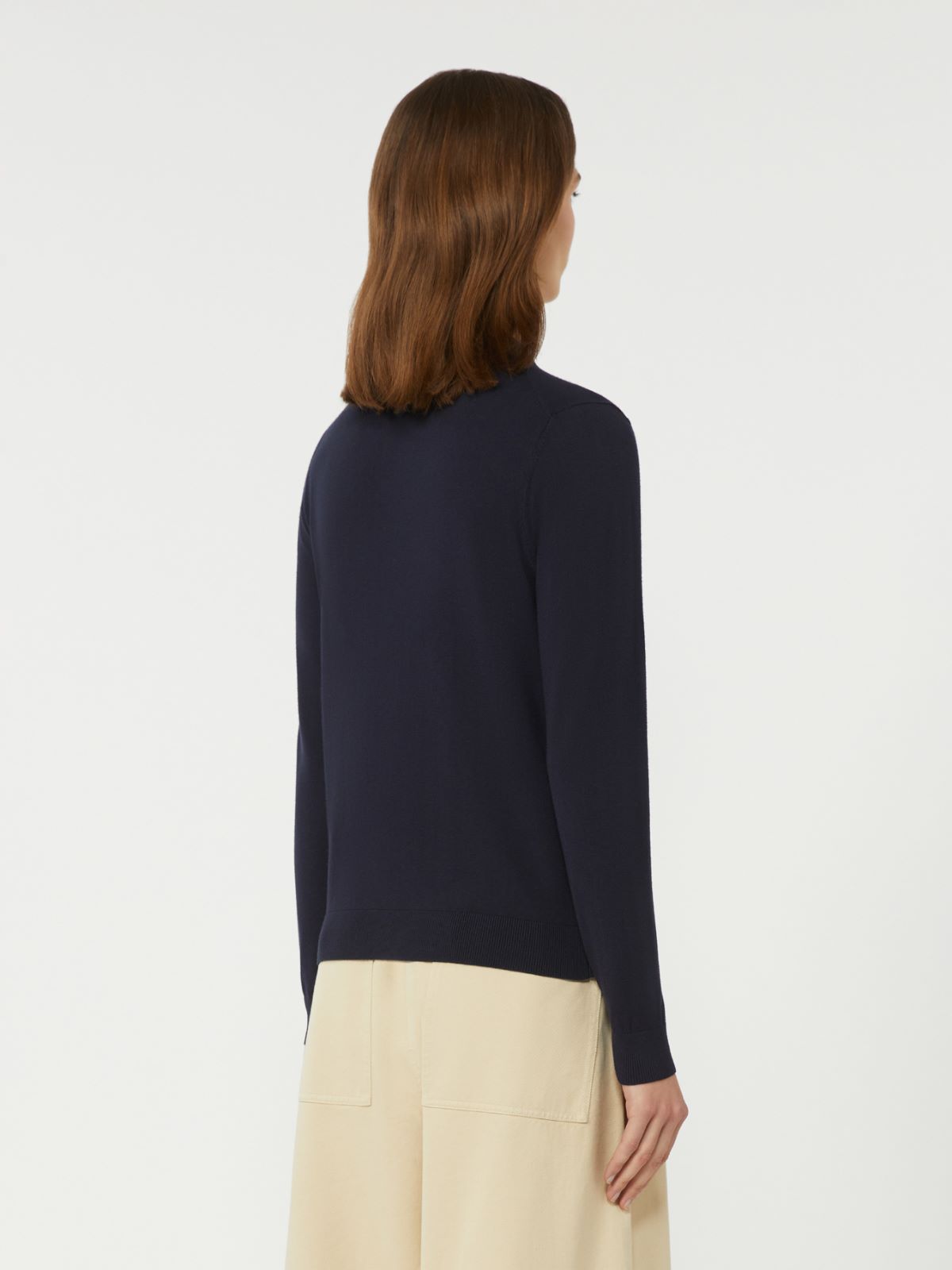 Viscose polo-neck sweater - NAVY - Max Mara - 5