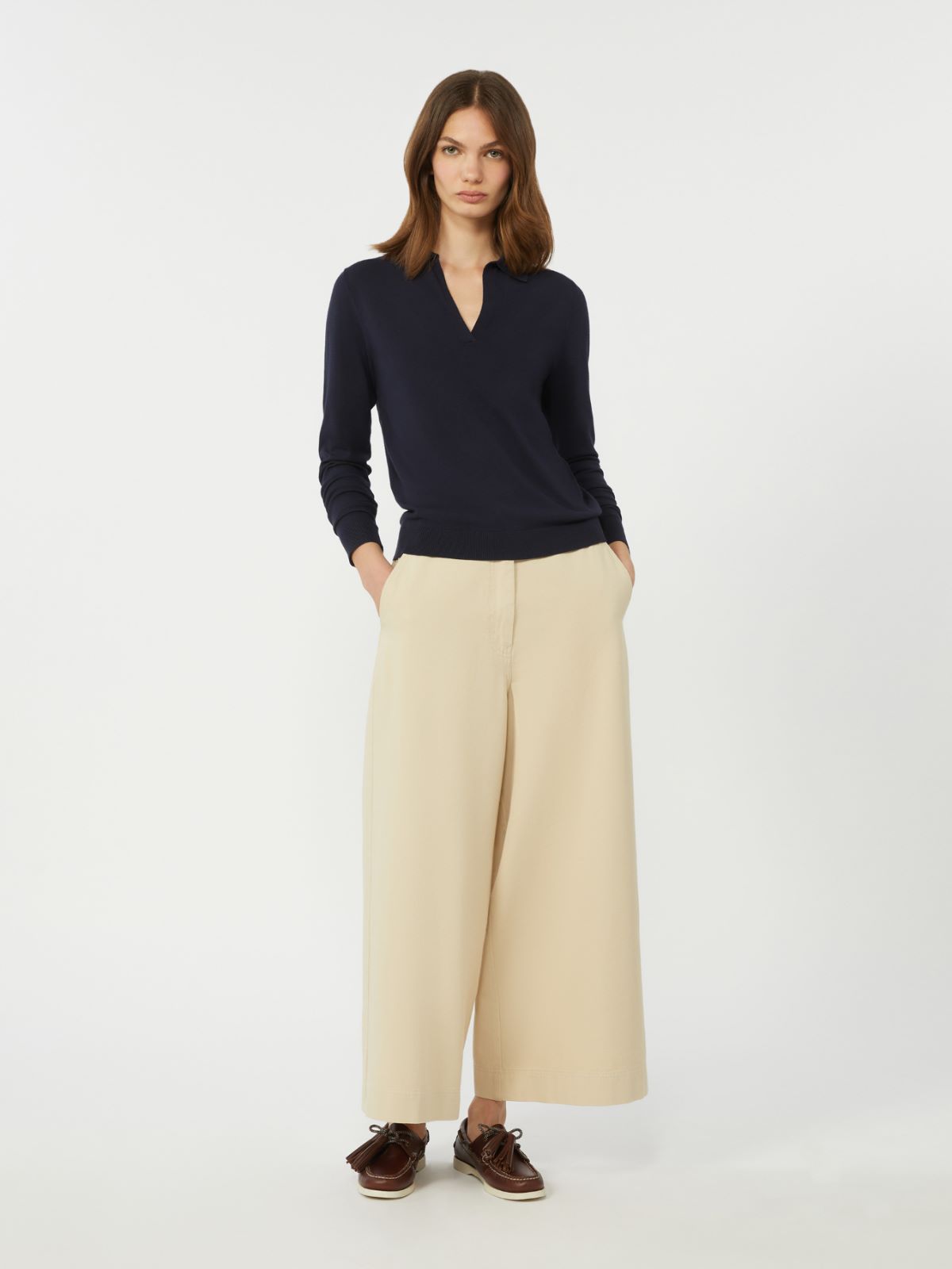 Viscose polo-neck sweater - NAVY - Max Mara