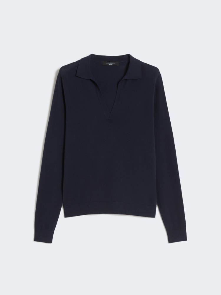 Viscose polo-neck sweater - NAVY - Max Mara
