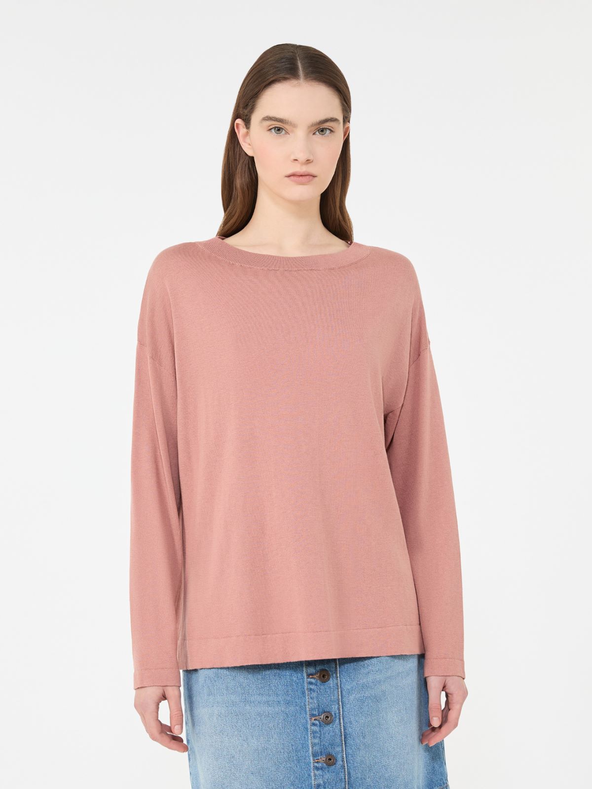 Silk and cotton yarn sweater - PINK - Max Mara - 5