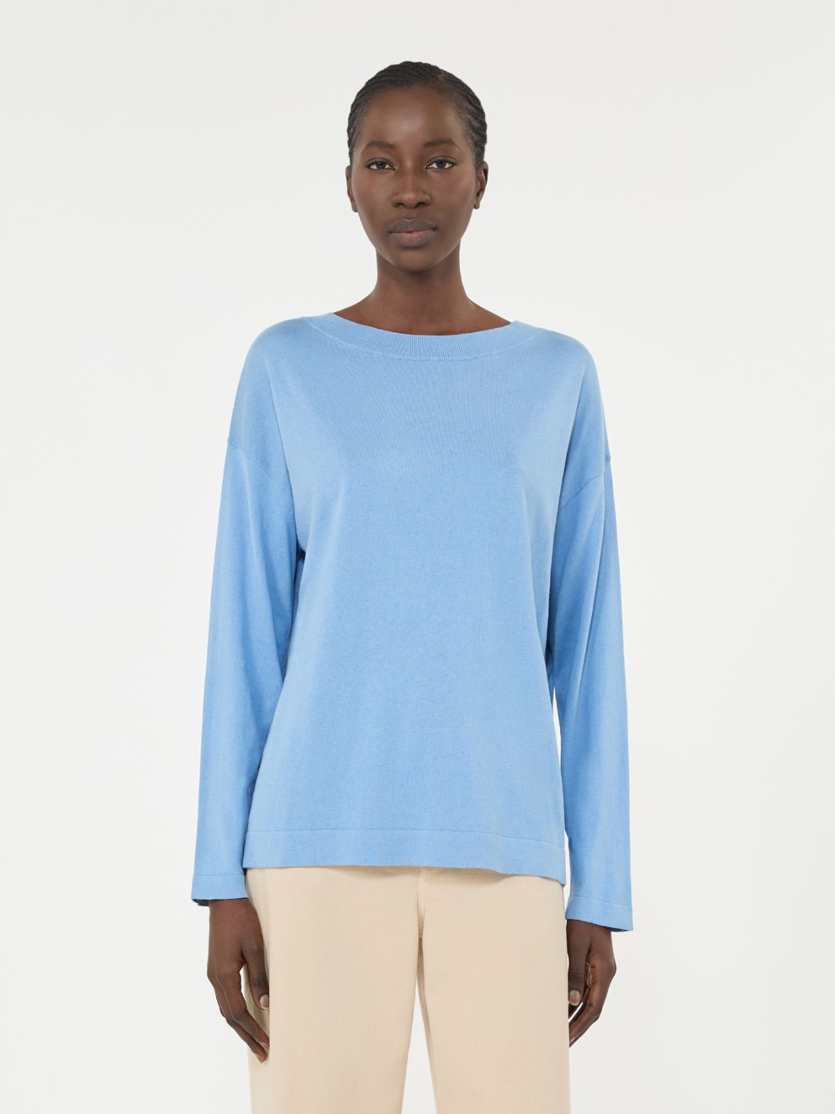 Silk and cotton yarn sweater - LIGHT BLUE - Max Mara - 5