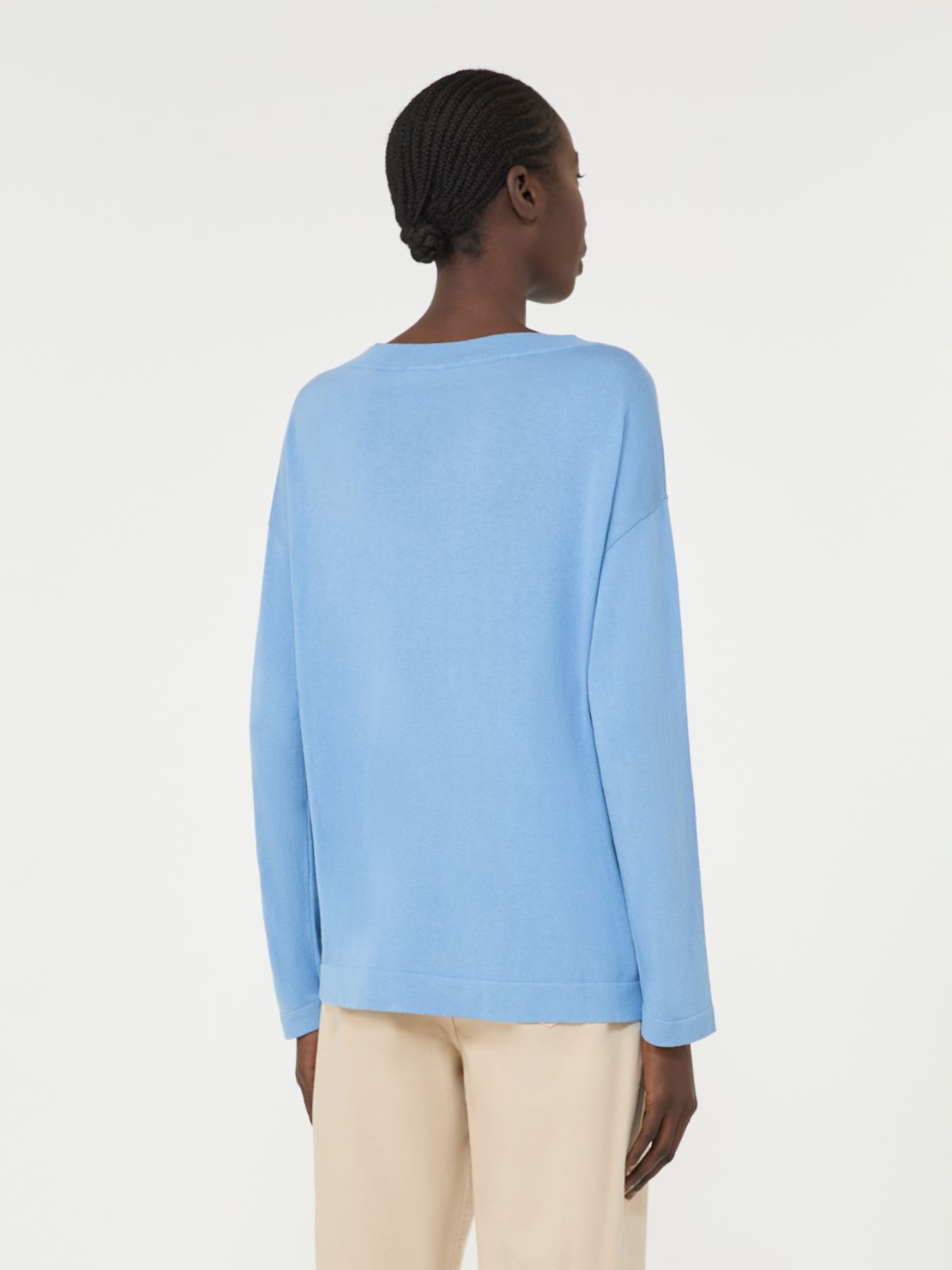 Silk and cotton yarn sweater - LIGHT BLUE - Max Mara - 5