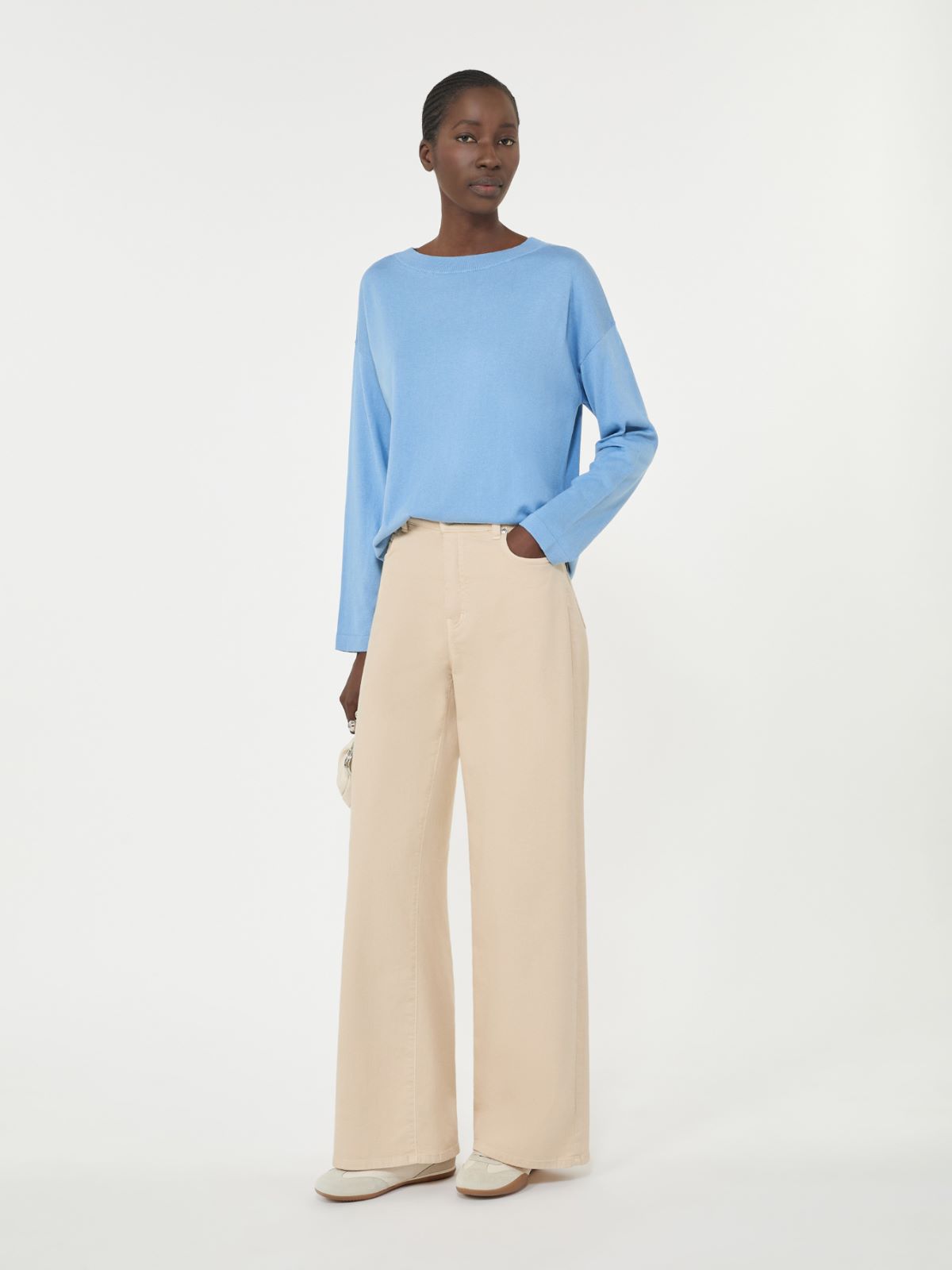 Silk and cotton yarn sweater - LIGHT BLUE - Max Mara - 5