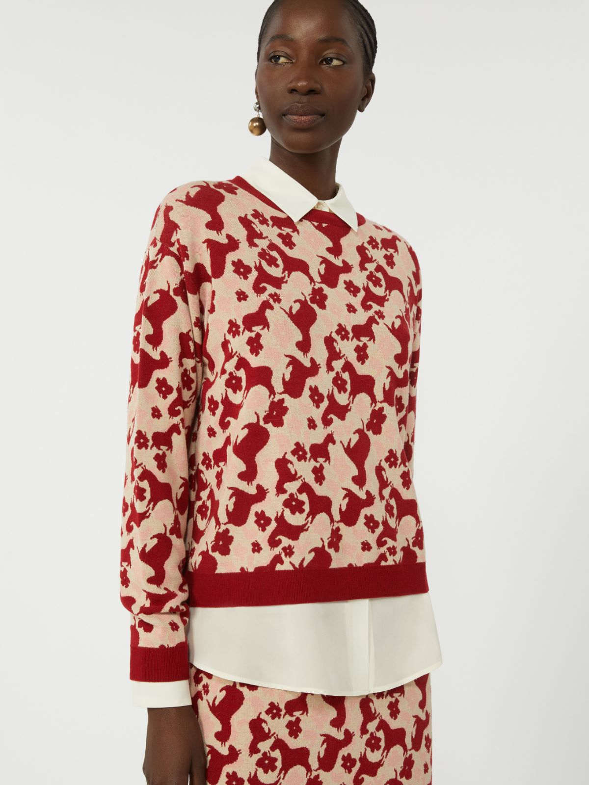 Jacquard viscose sweater - RED - Max Mara - 5