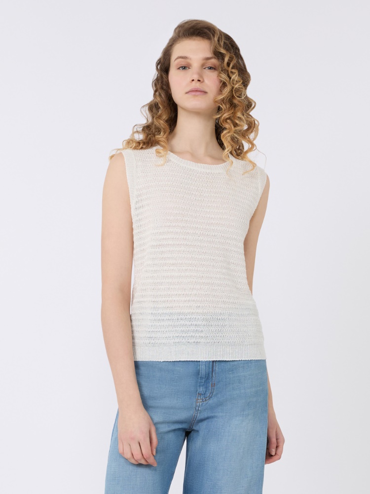 Linen yarn waistcoat - ECRU - Max Mara - 2