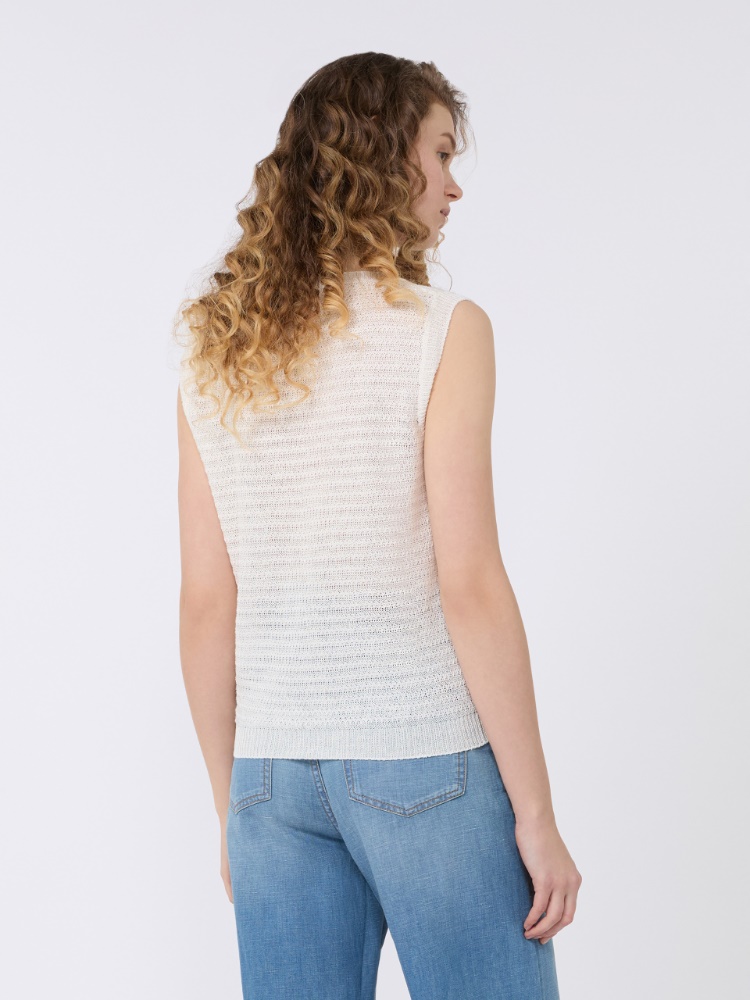 Linen yarn waistcoat - ECRU - Max Mara - 3