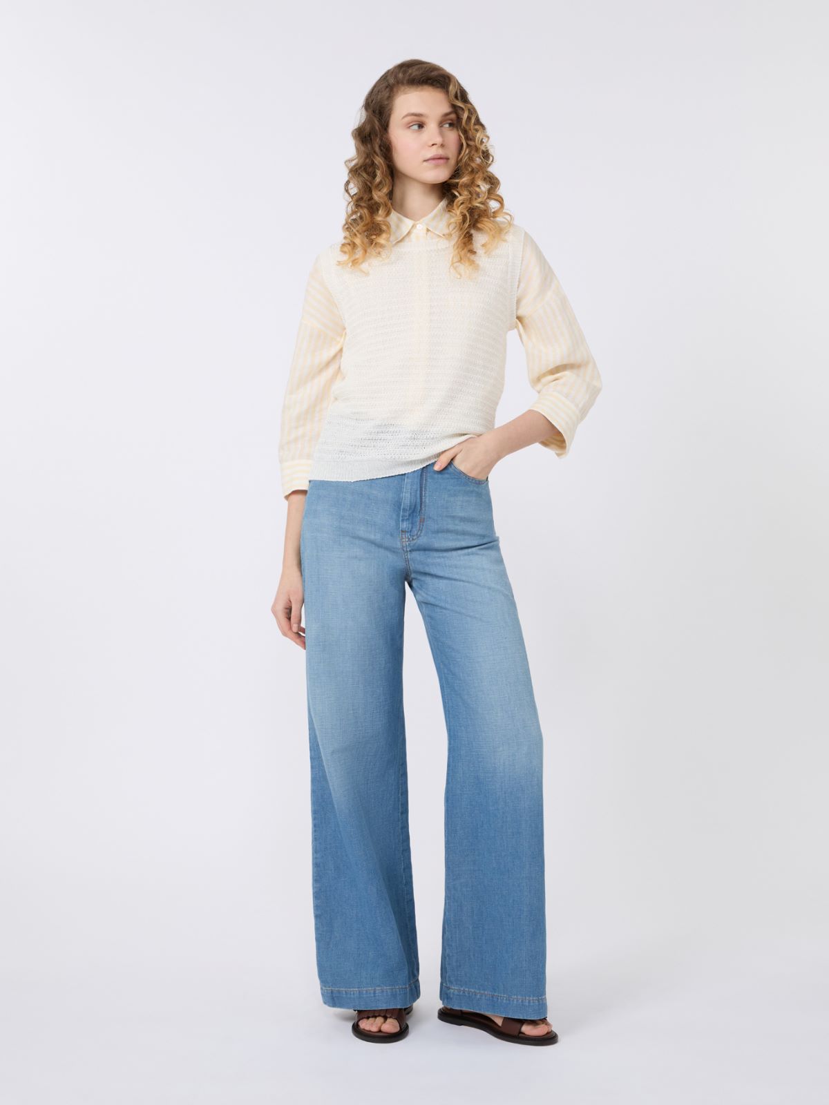 Linen yarn waistcoat - ECRU - Max Mara