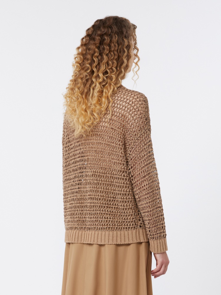 Linen and cotton yarn mesh jumper - TOBACCO - Max Mara - 3