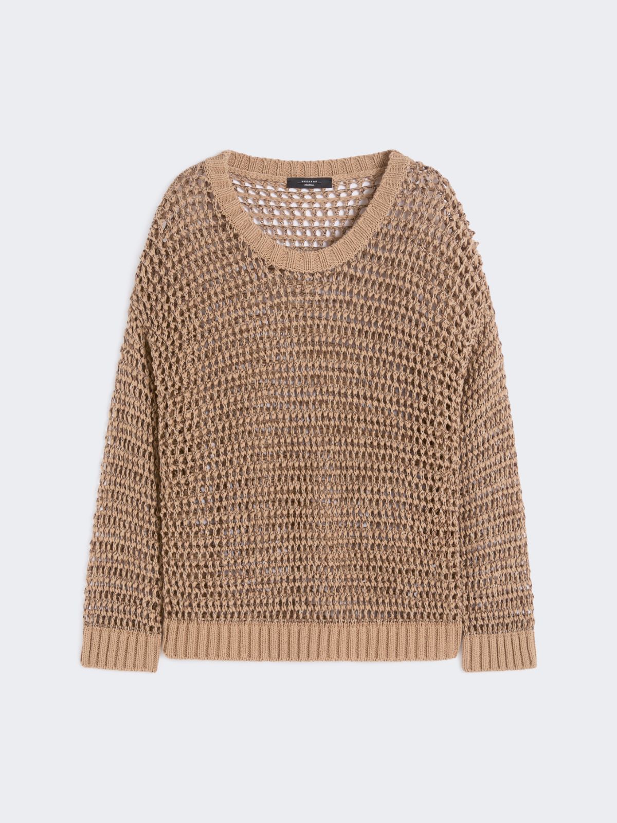 Linen and cotton yarn mesh jumper - TOBACCO - Max Mara - 5