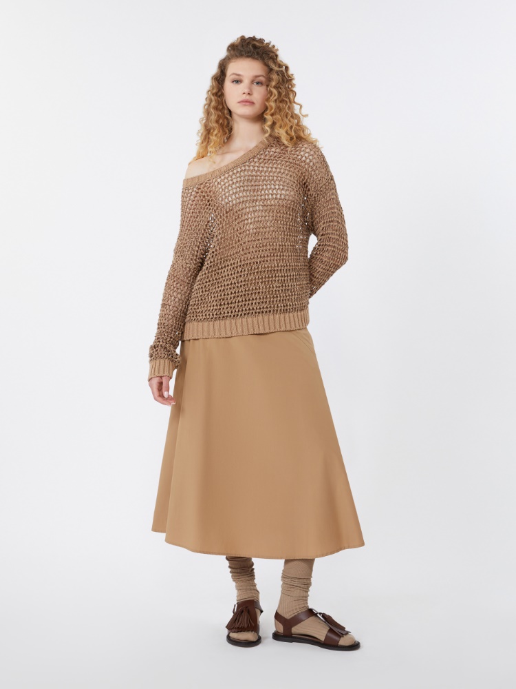 Linen and cotton yarn mesh jumper - TOBACCO - Max Mara - 1