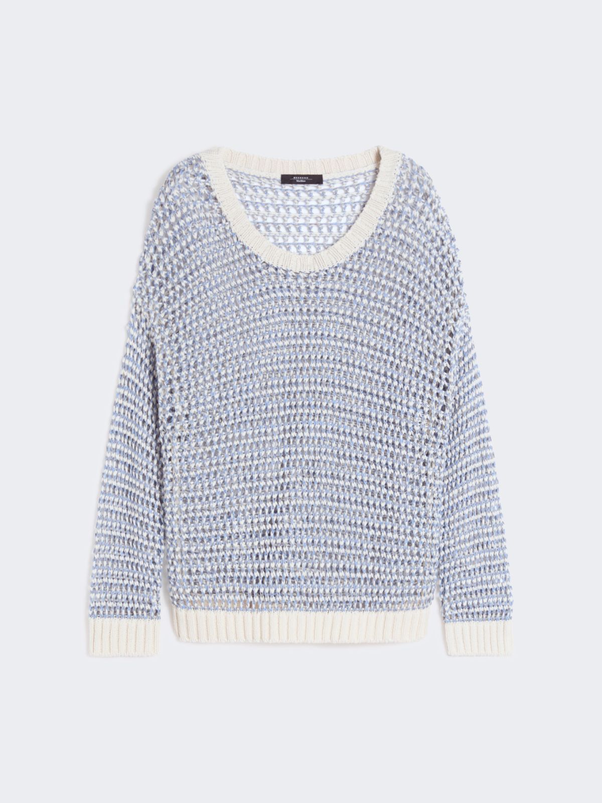 Linen and cotton yarn mesh jumper - LIGHT BLUE - Max Mara - 10