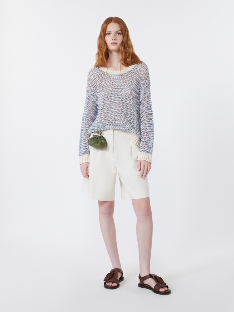 Linen and cotton yarn mesh jumper - LIGHT BLUE - Max Mara