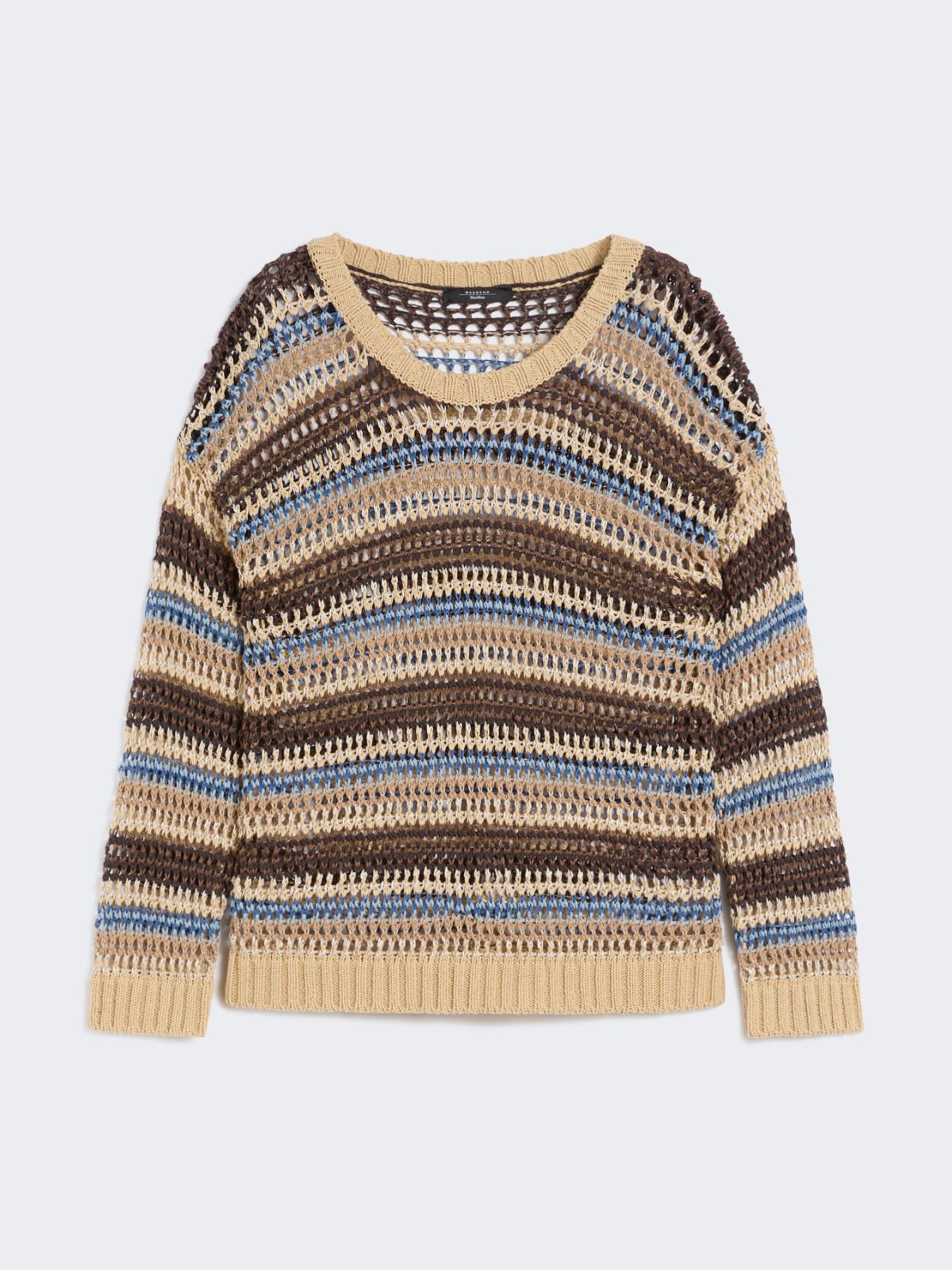 Linen and cotton yarn mesh jumper - BROWN - Max Mara - 6