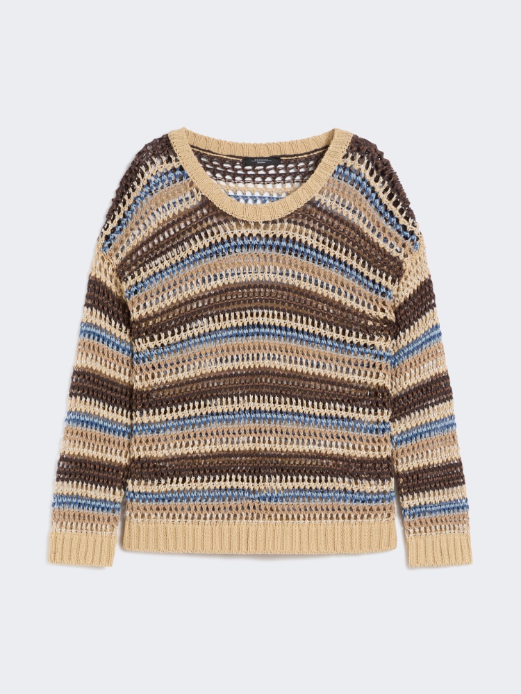 Linen and cotton yarn mesh jumper - BROWN - Max Mara