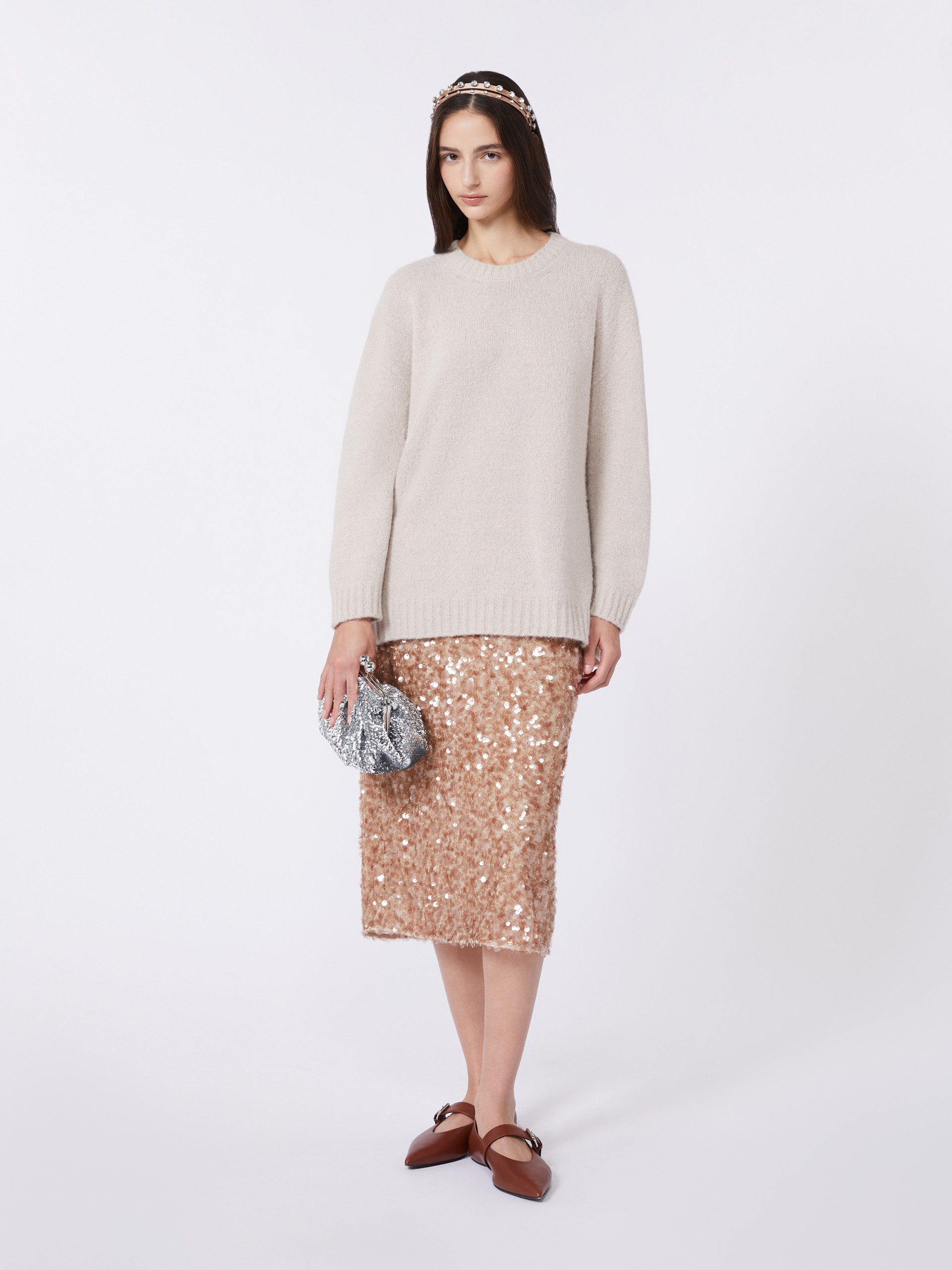 Oversized alpaca and cotton sweater - SAND - Max Mara