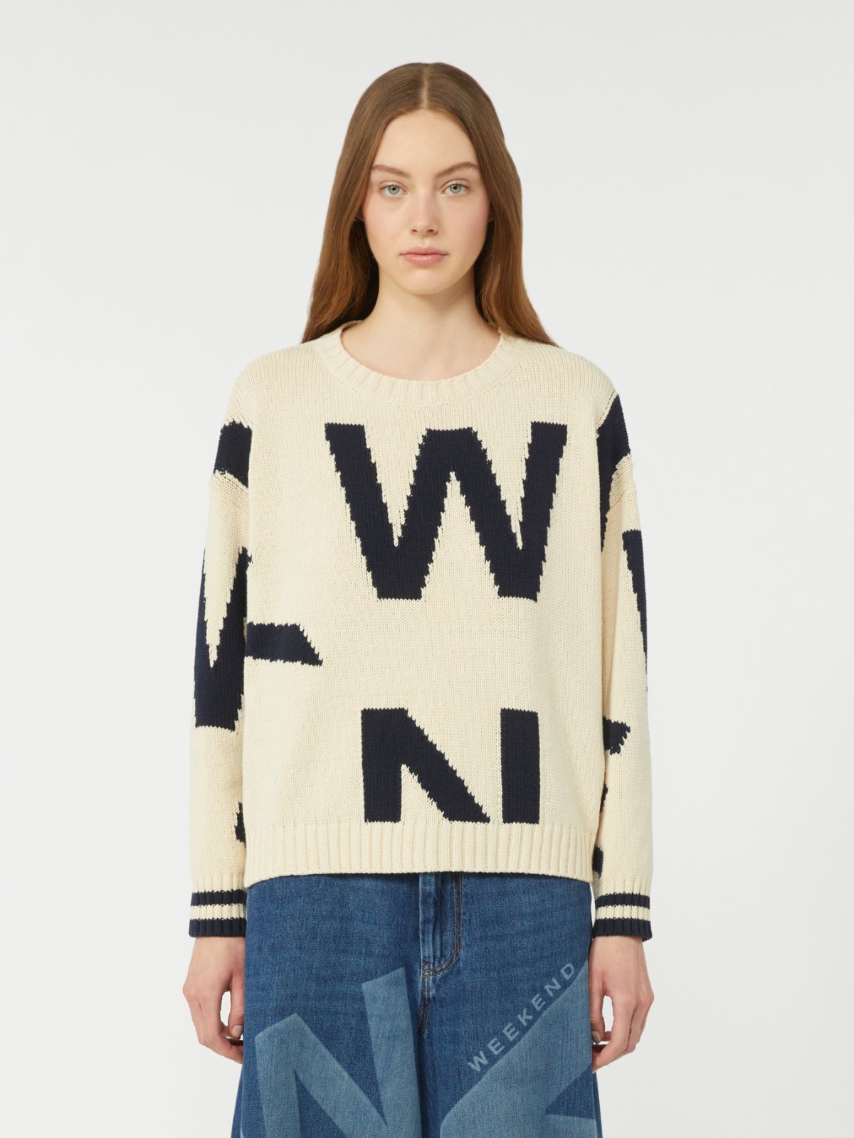 Patterned cotton crew-neck - NAVY - Max Mara - 5
