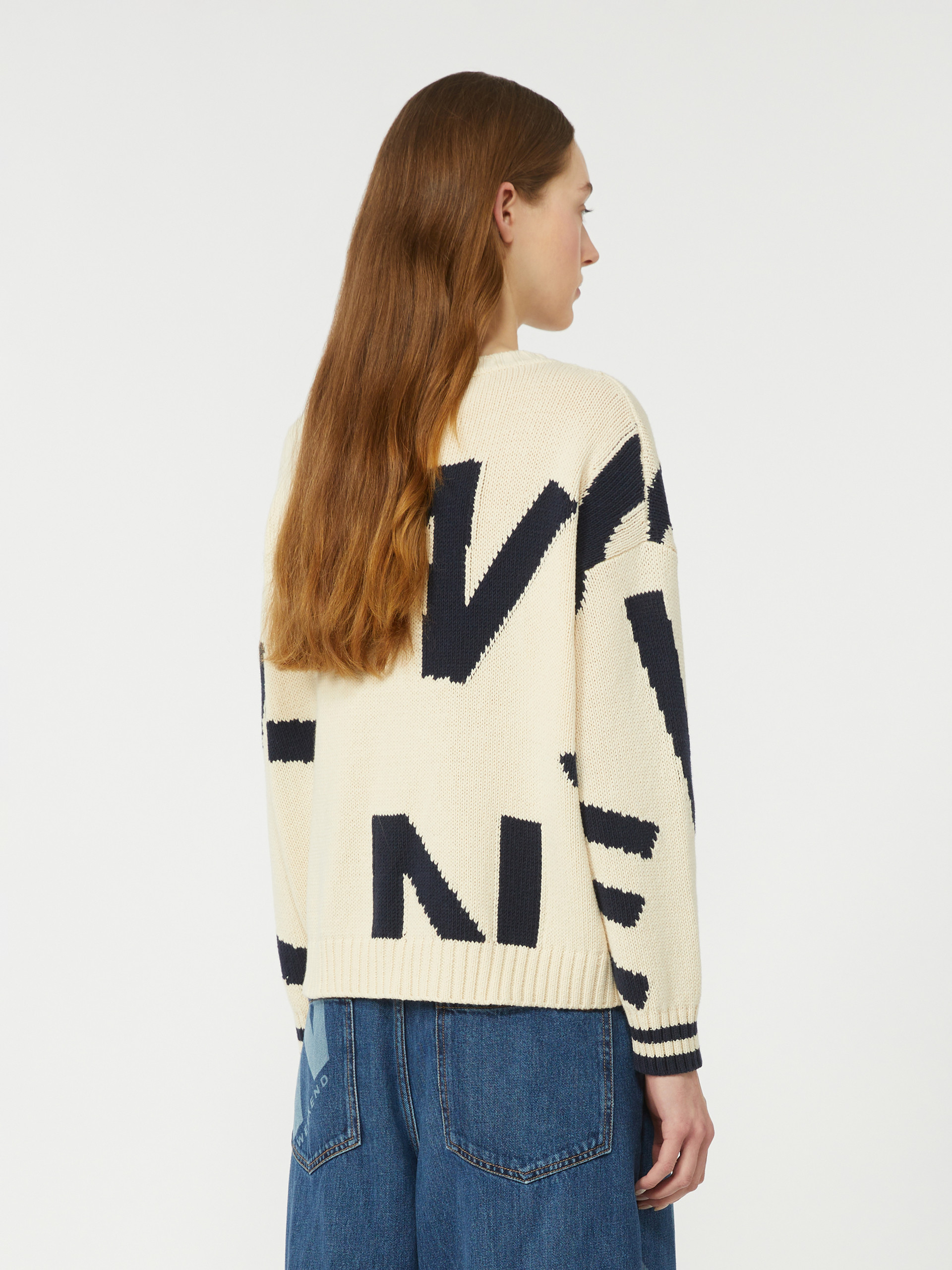 Patterned cotton crew-neck - NAVY - Max Mara - 3
