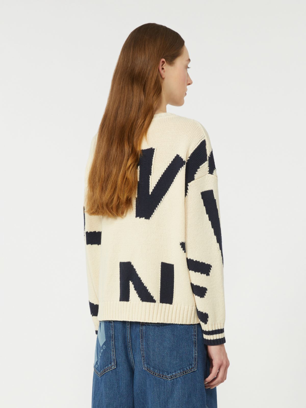 Patterned cotton crew-neck - NAVY - Max Mara - 5