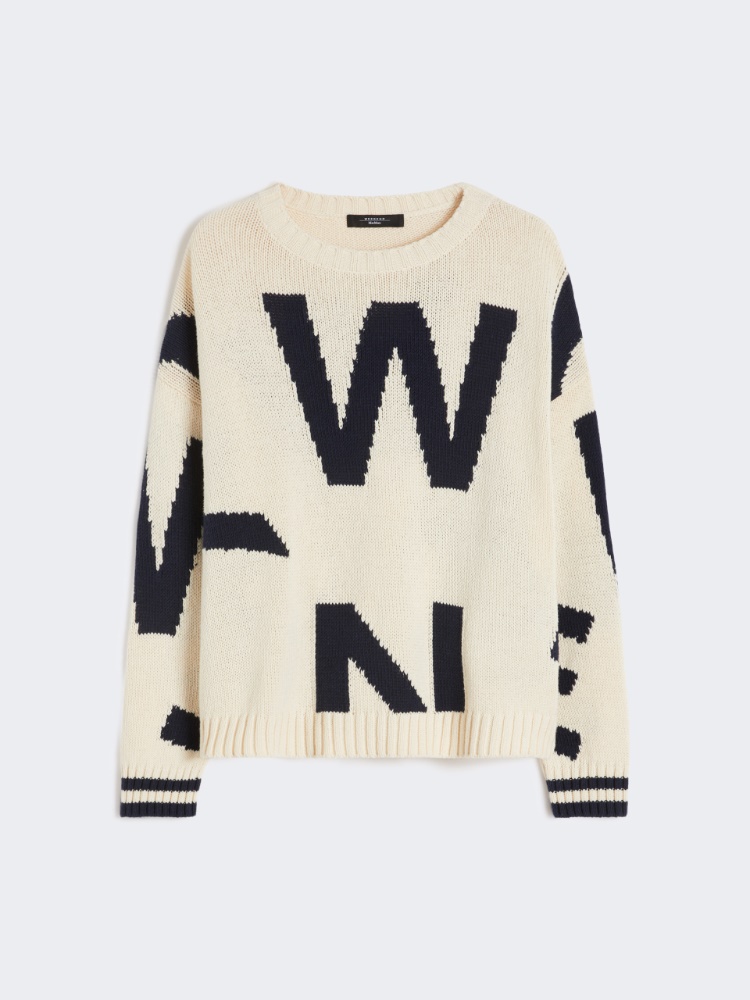 Patterned cotton crew-neck - NAVY - Max Mara