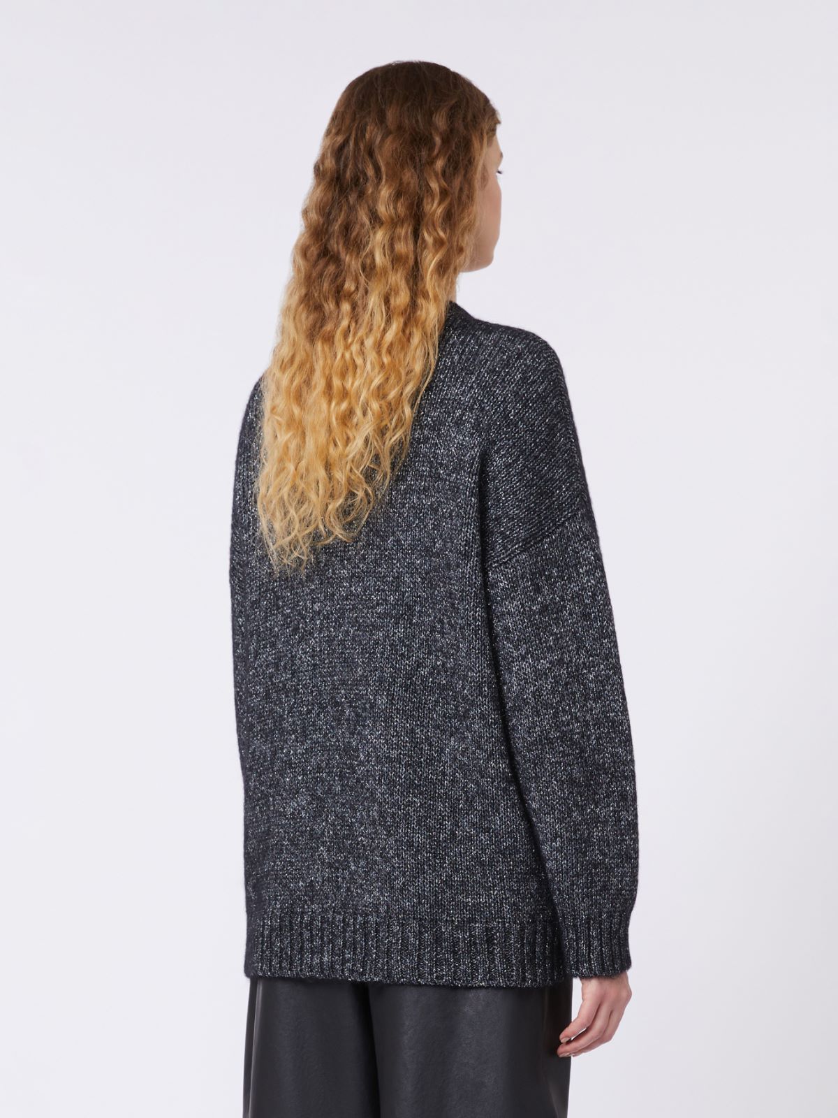 Oversized mohair and lurex sweater - DARK GREY - Max Mara - 5