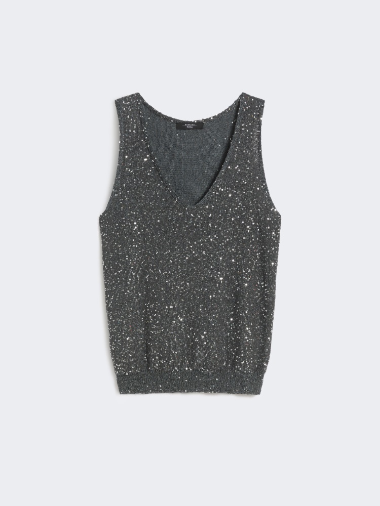 Sleeveless jumper with sequins - DARK GREY - Max Mara