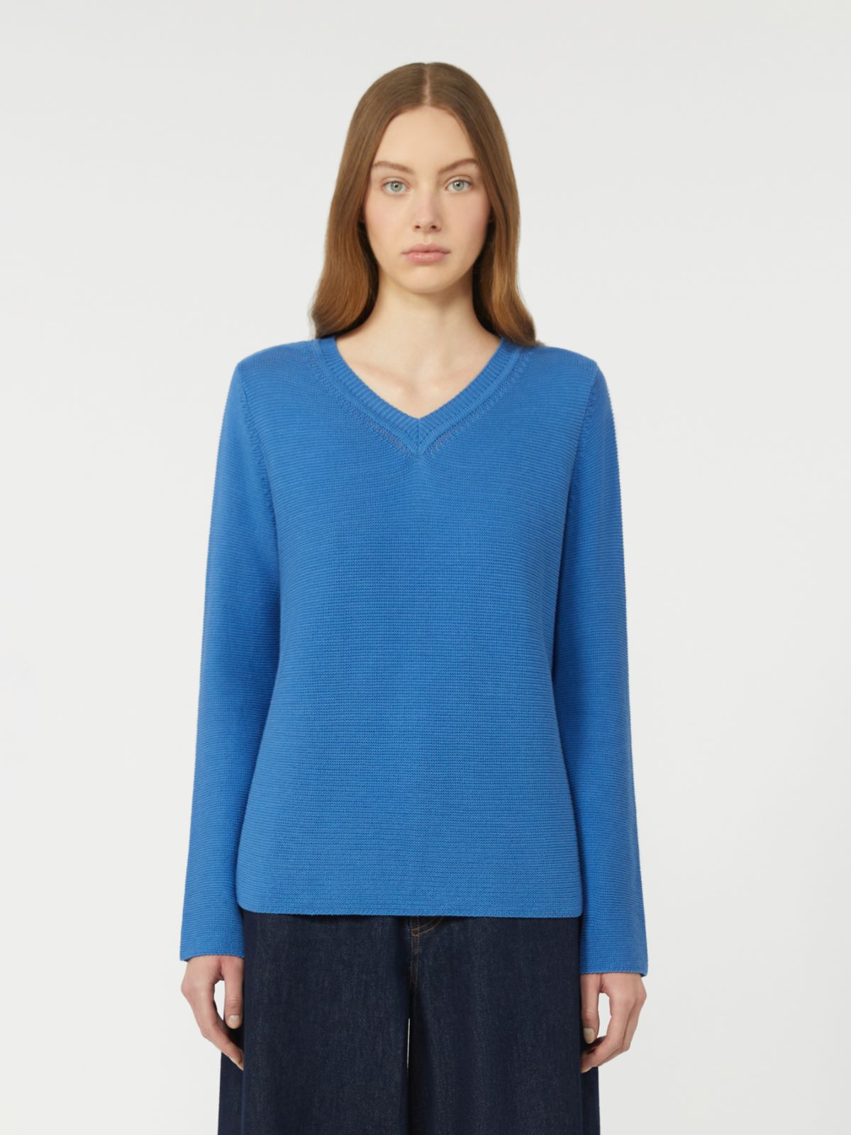 Cotton boxy sweater - CORNFLOWER BLUE - Max Mara - 5