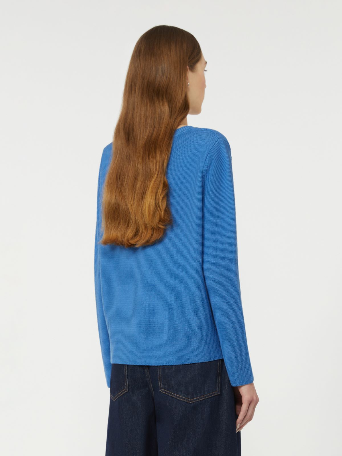 Cotton boxy sweater - CORNFLOWER BLUE - Max Mara - 5