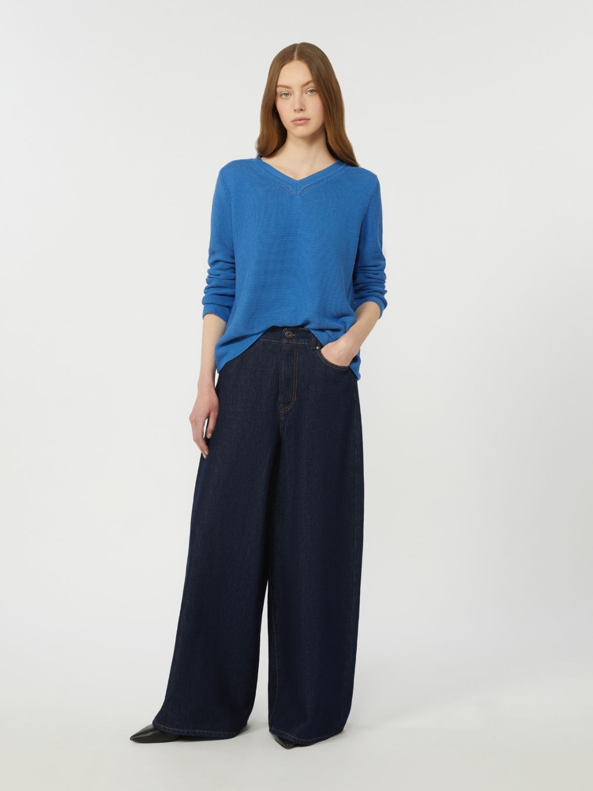 Cotton boxy sweater - CORNFLOWER BLUE - Max Mara - 5