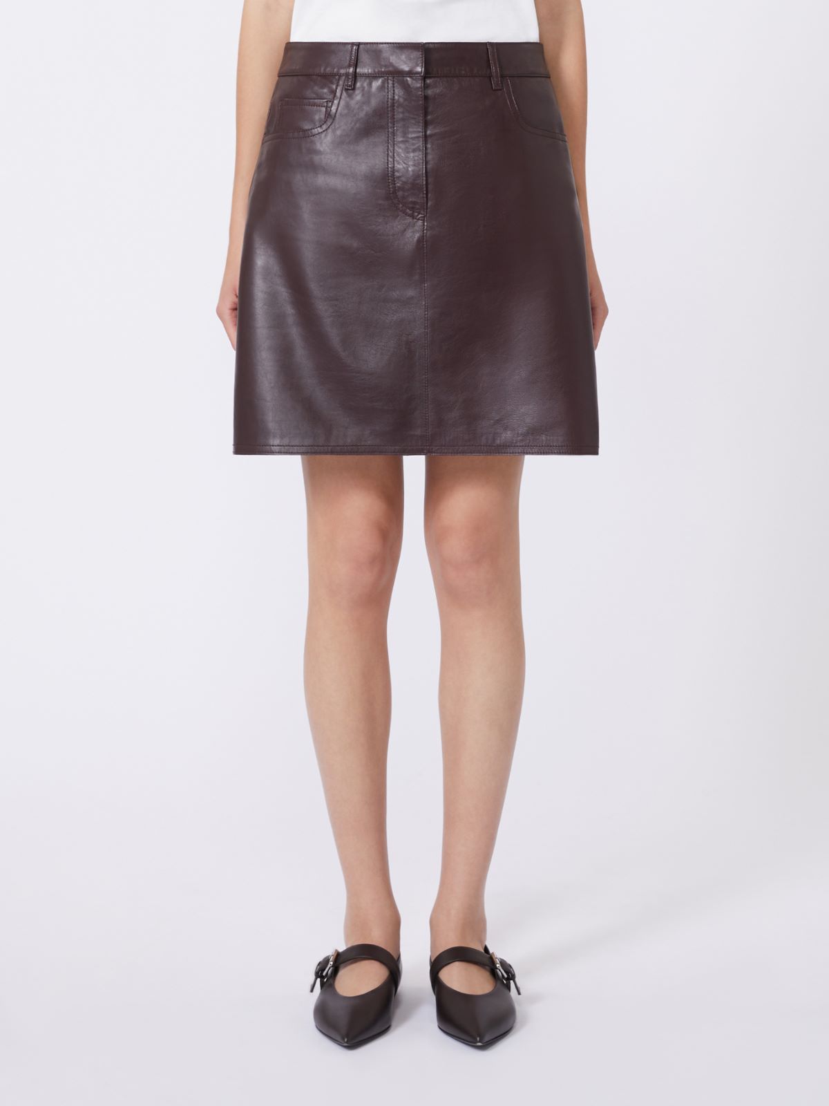 Short leather skirt - BORDEAUX - Max Mara - 4