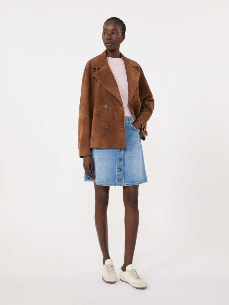 Double-breasted suede jacket + TOBACCO - Max Mara