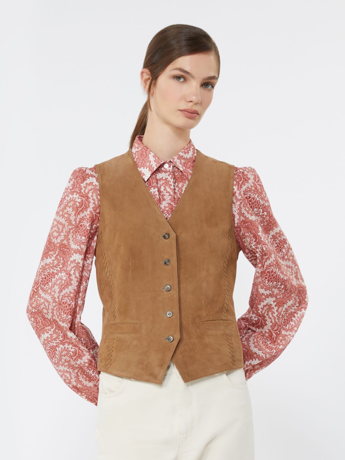 Weste aus Wildleder - BRAUN - 4