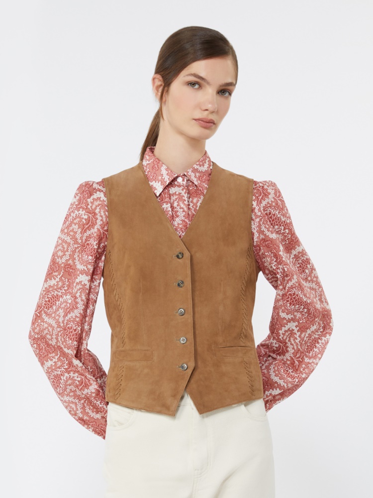 Weste aus Wildleder - BRAUN - 4