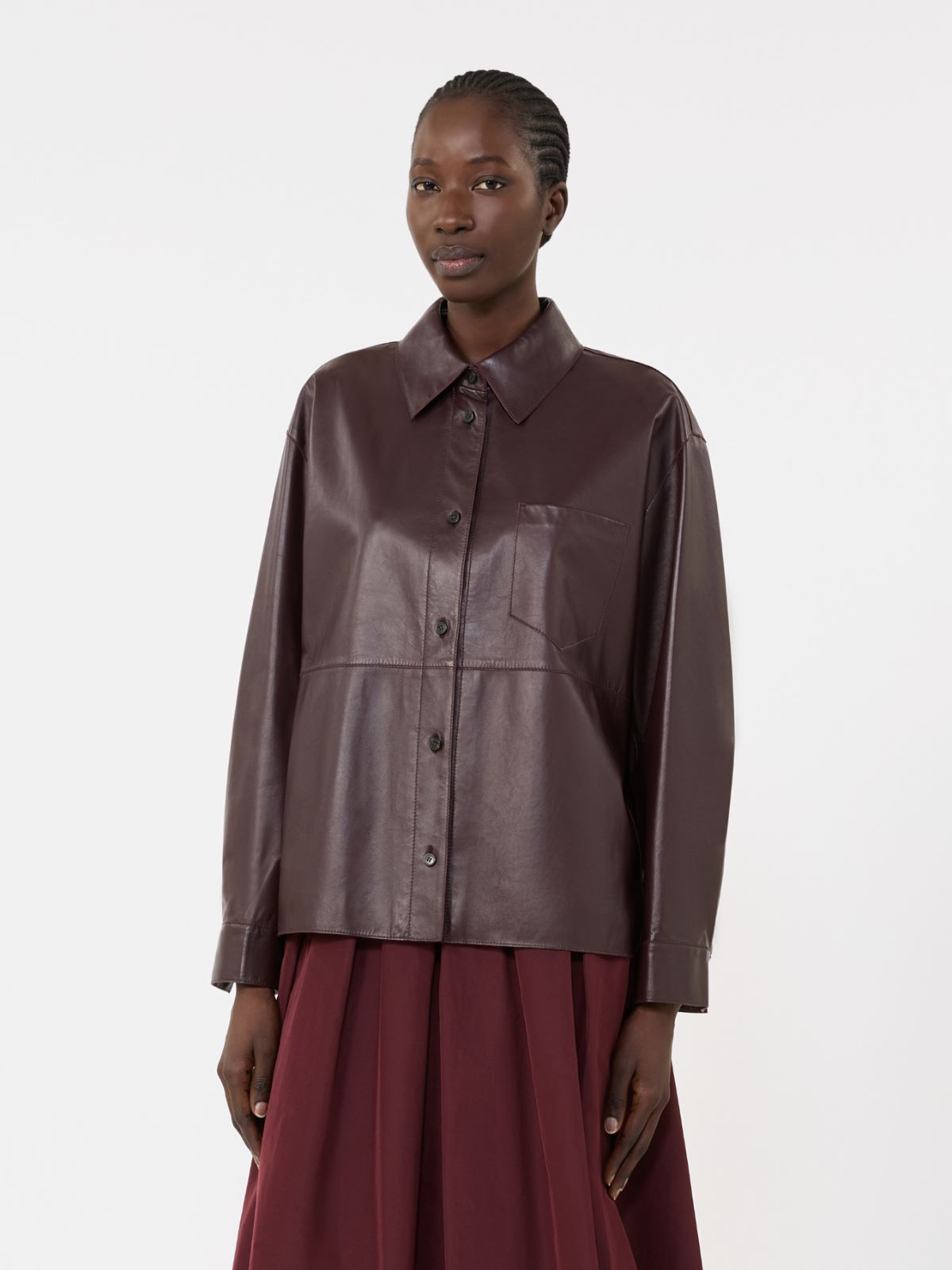 Chaqueta camisera de napa - GRANATE - Max Mara - 5