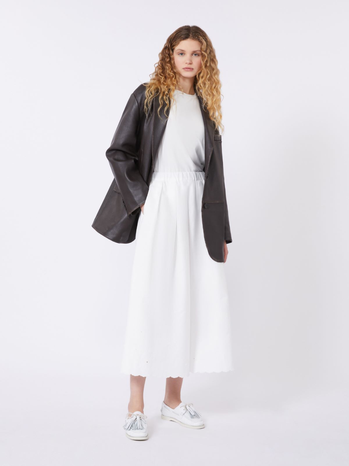 Oversized leather blazer - BROWN - Max Mara