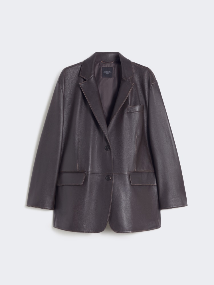 Oversized leather blazer - BROWN - Max Mara