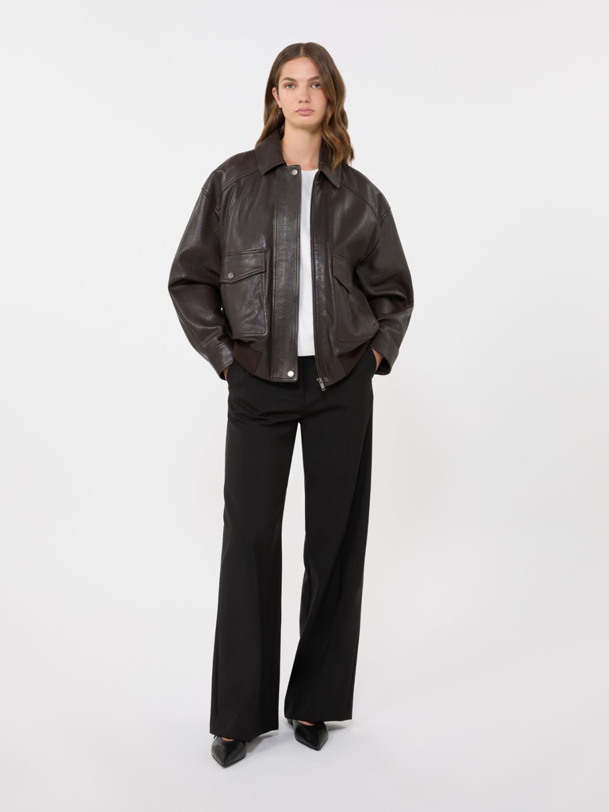 Leather jacket + BROWN - Max Mara
