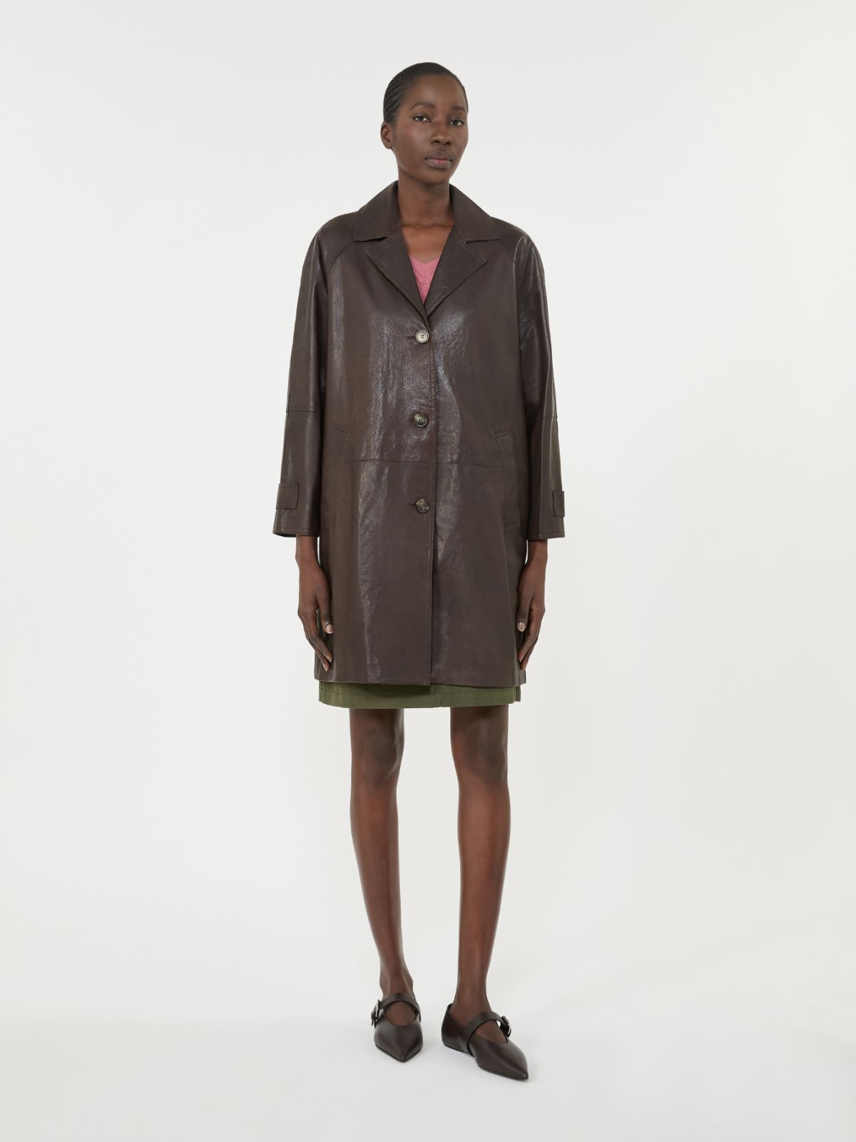 Nappa leather overcoat - BROWN - Max Mara - 5
