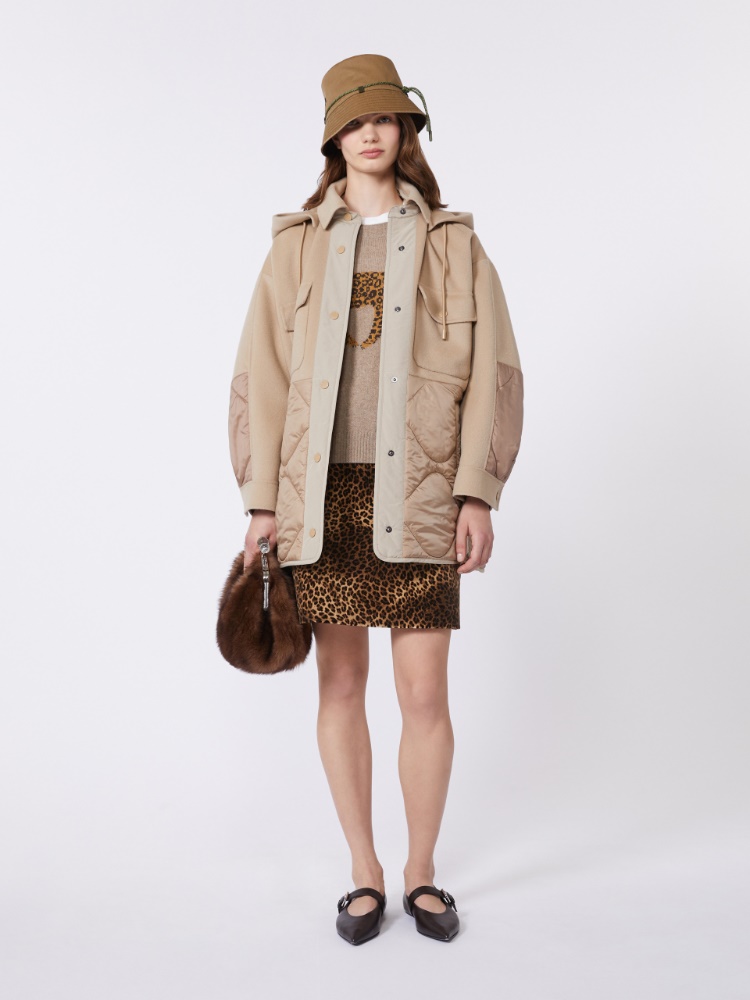 Padded coat in double-sided wool and nylon - CAMEL - Max Mara