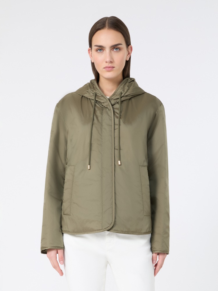 Padded, hooded jacket in water-repellent canvas - MUD - 2