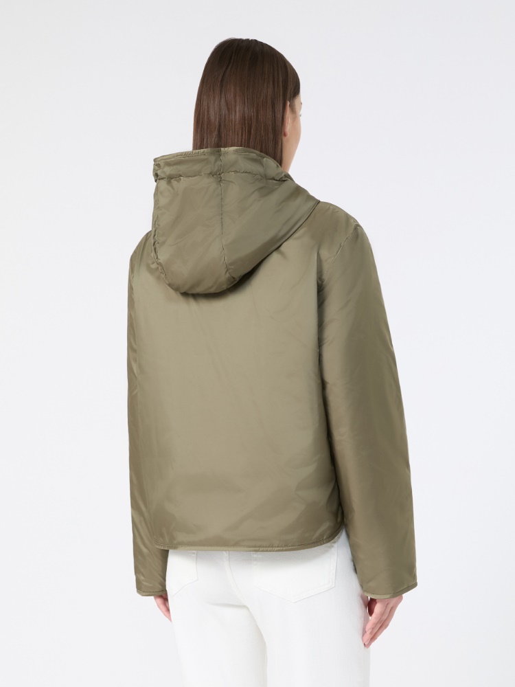 Padded, hooded jacket in water-repellent canvas - MUD - 3