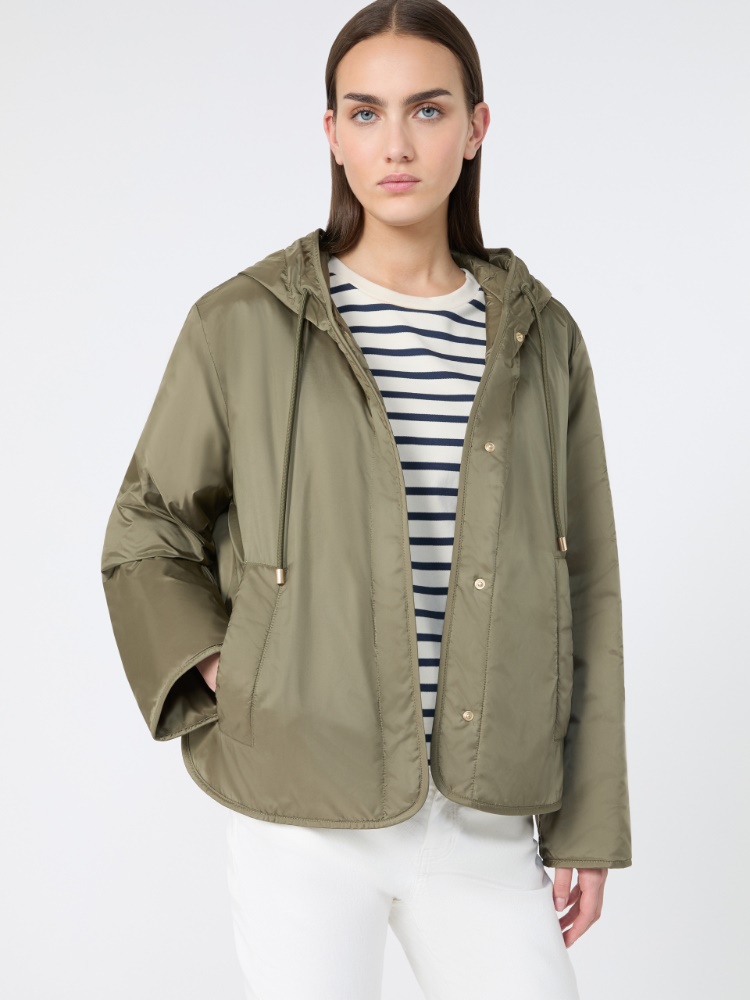 Padded, hooded jacket in water-repellent canvas - MUD - 4