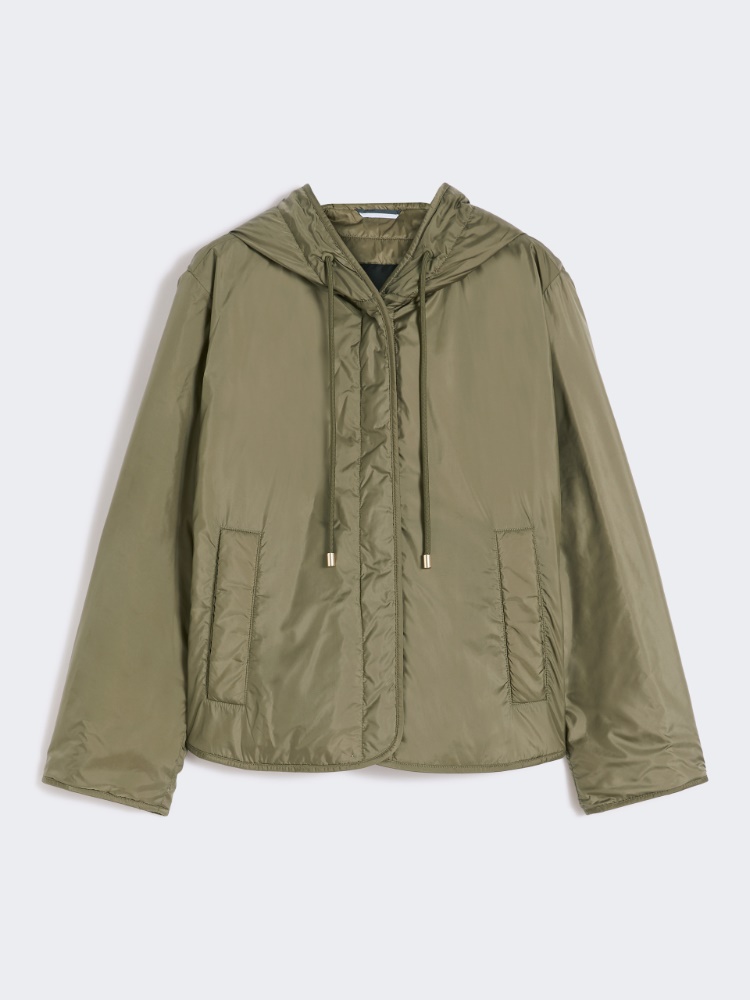 Padded, hooded jacket in water-repellent canvas - MUD - 5